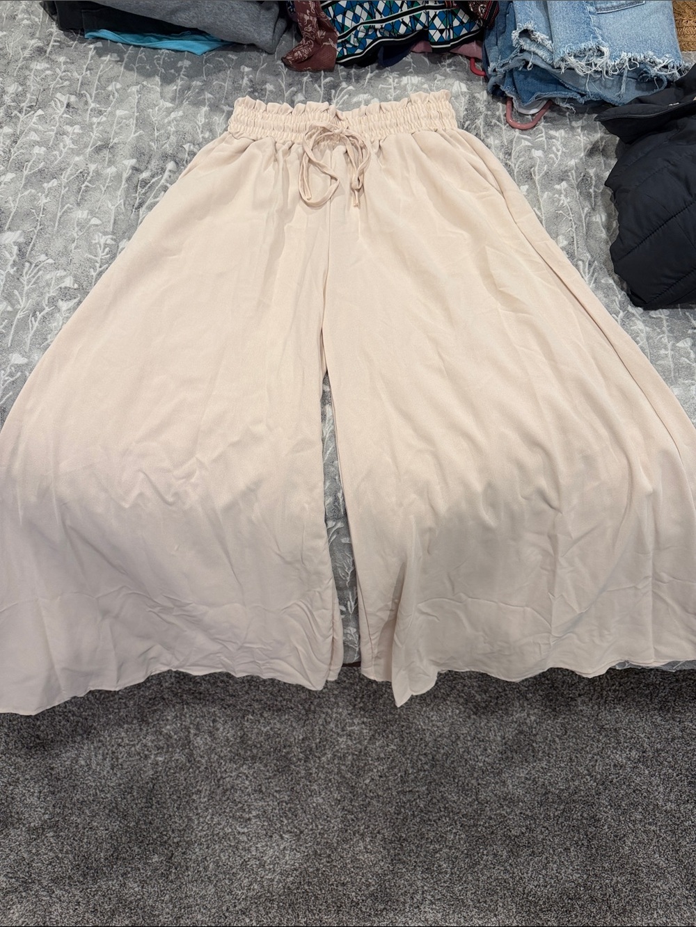 Light Blush Wide-Leg Flow Skirt